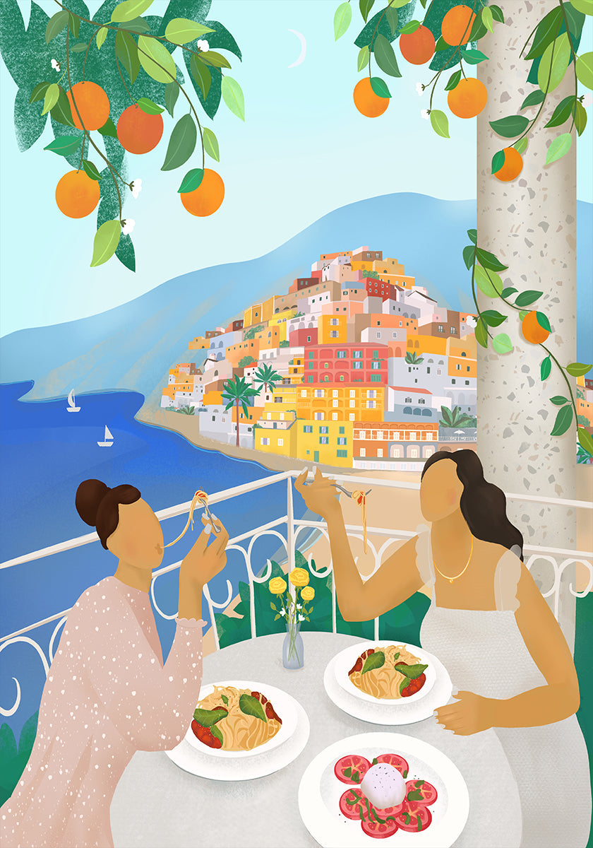 Mädchen in Positano Poster