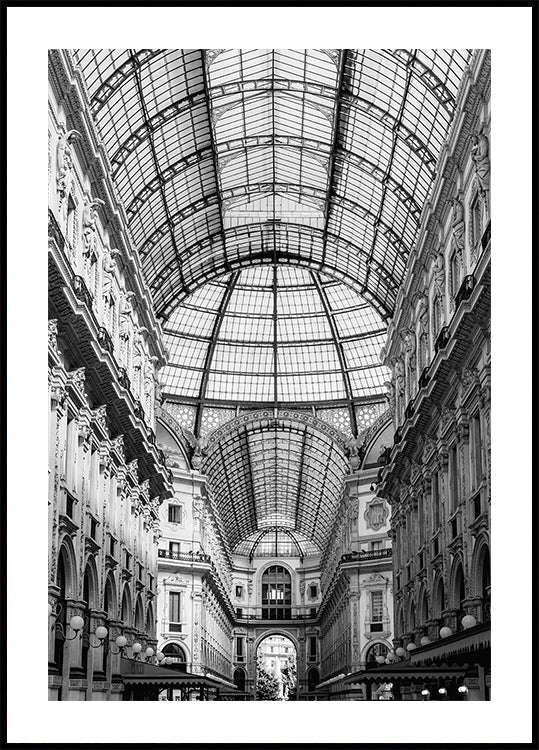 Galleria Vittorio Emanuele II Mailand Schwarz-Weiß-Poster