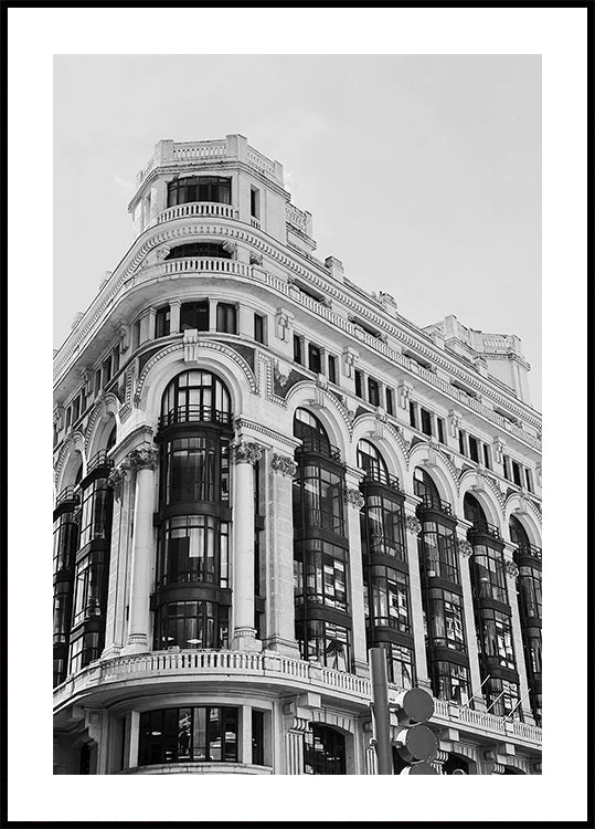 Gran Vía Madrid Architektur Schwarz-Weiß-Poster