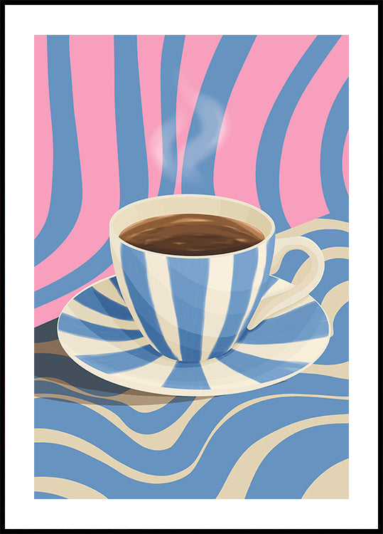 Gestreiftes Kaffeetassen-Poster