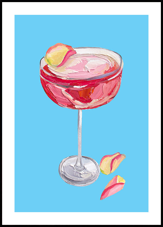 Poster mit funkelndem Rosen-Gin-Cocktail