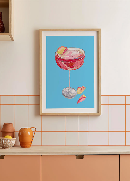 Poster mit funkelndem Rosen-Gin-Cocktail