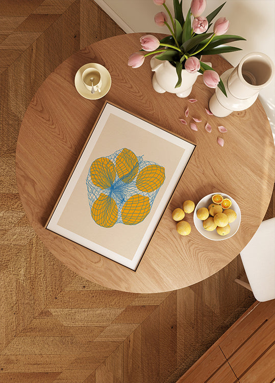 Fünf Zitronen in einem Netzbeutel-Poster