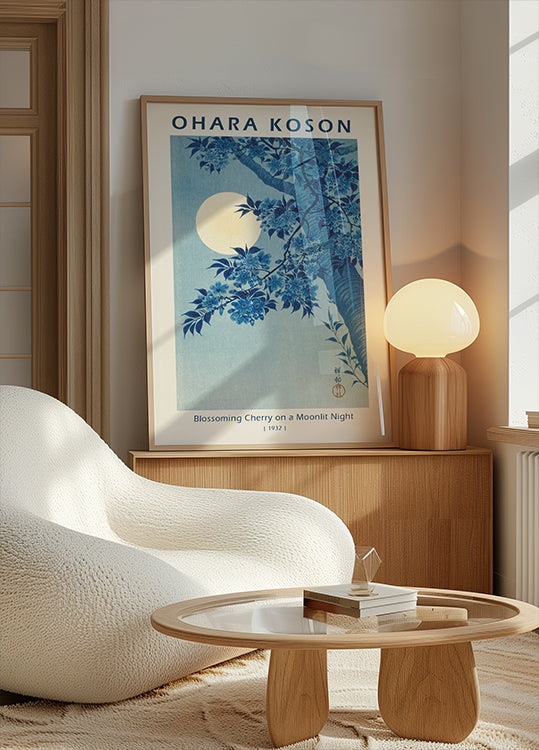 Blossoming Cherry on a Moonlit Night, 1932, Ohara Koson Plakat - Posterbox.dk