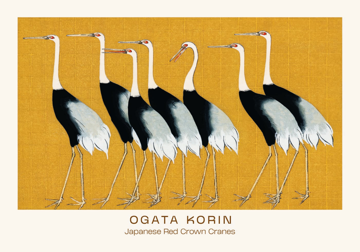 Japanese Red Crown Cranes, Ogata Korin Plakat - Posterbox.dk