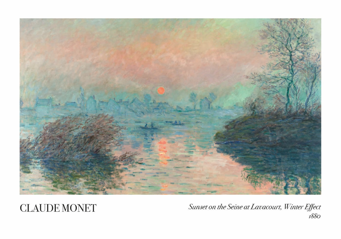 Sunset on the Seine at Lavacourt, Winter Effect Plakat - Posterbox.dk