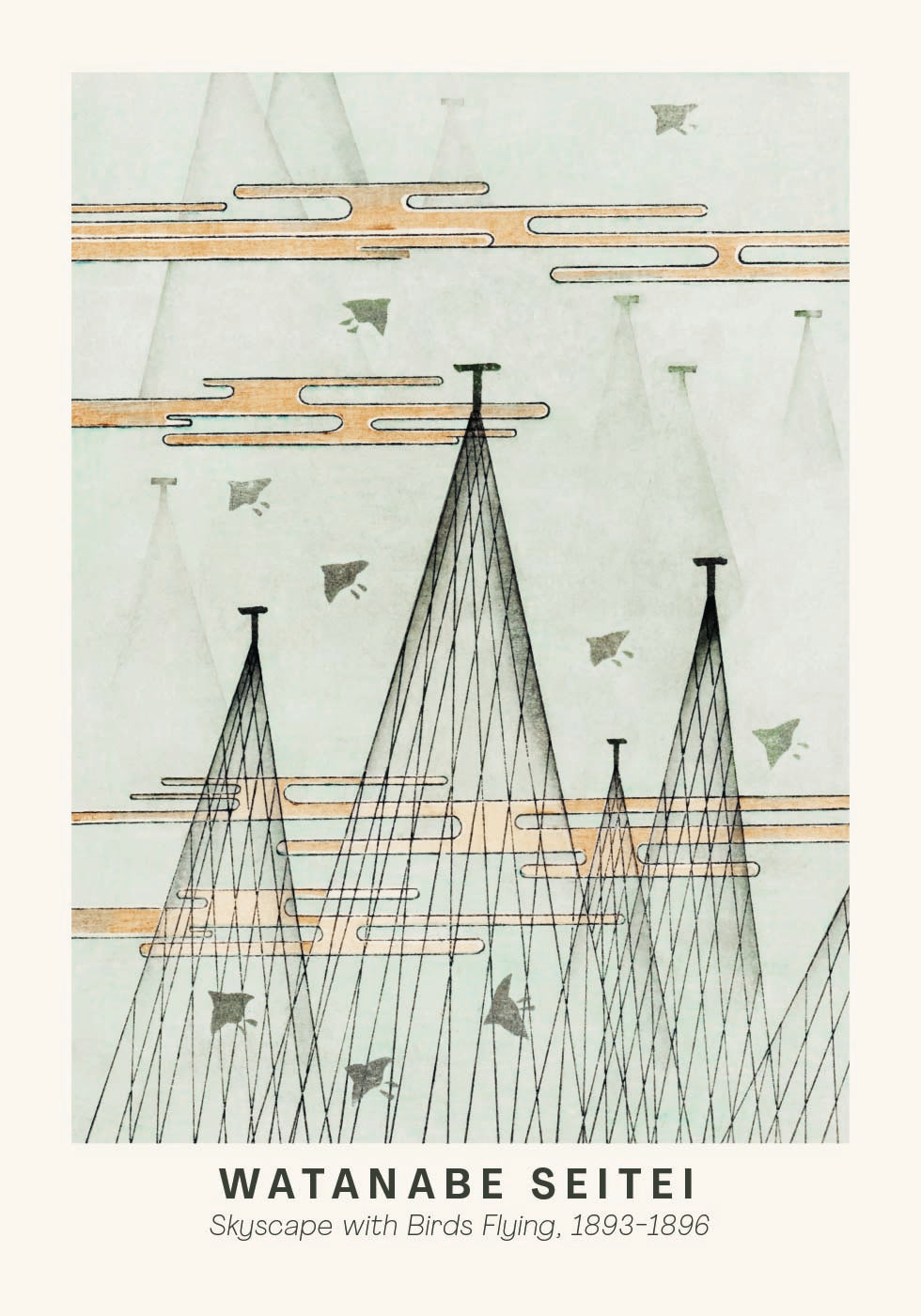 Watanabe Seitei Skyscape Japanese Bird Flying Plakat - Posterbox.dk