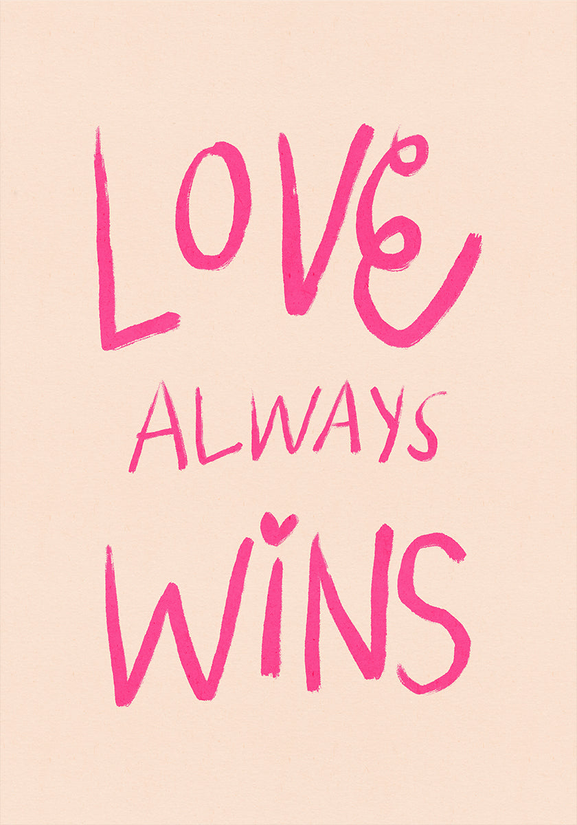 Love Always Wins Typography Poster Pink Plakat - Posterbox
