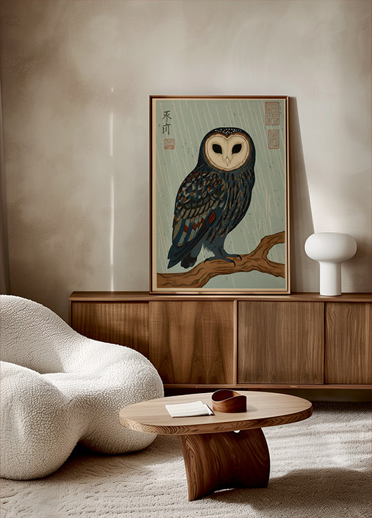 Rainy Owl Illustration Poster - Posterbox