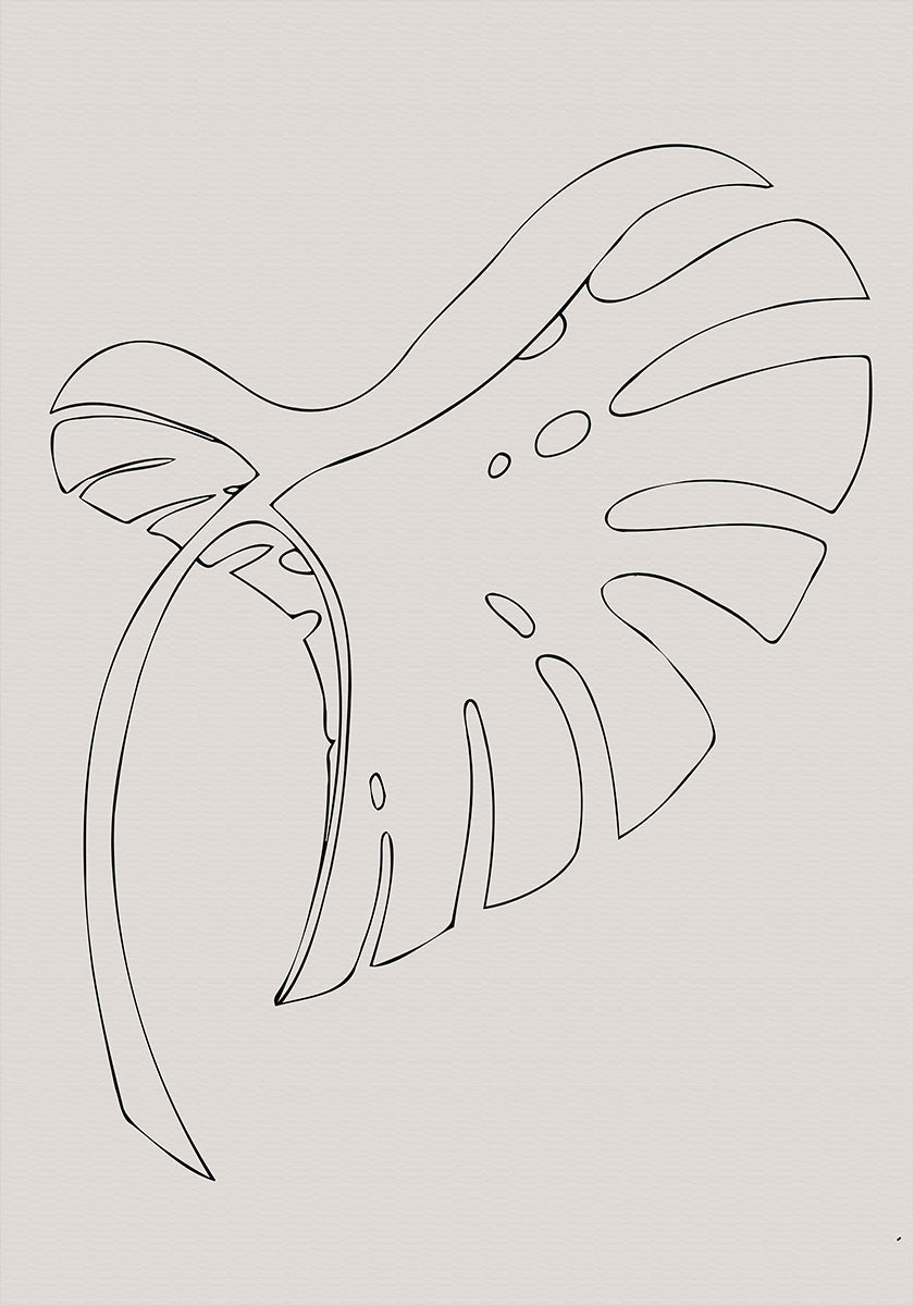 Monstera Bent Beige Poster