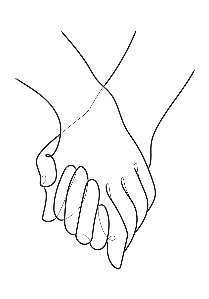 Händchen haltendes Linienplakat