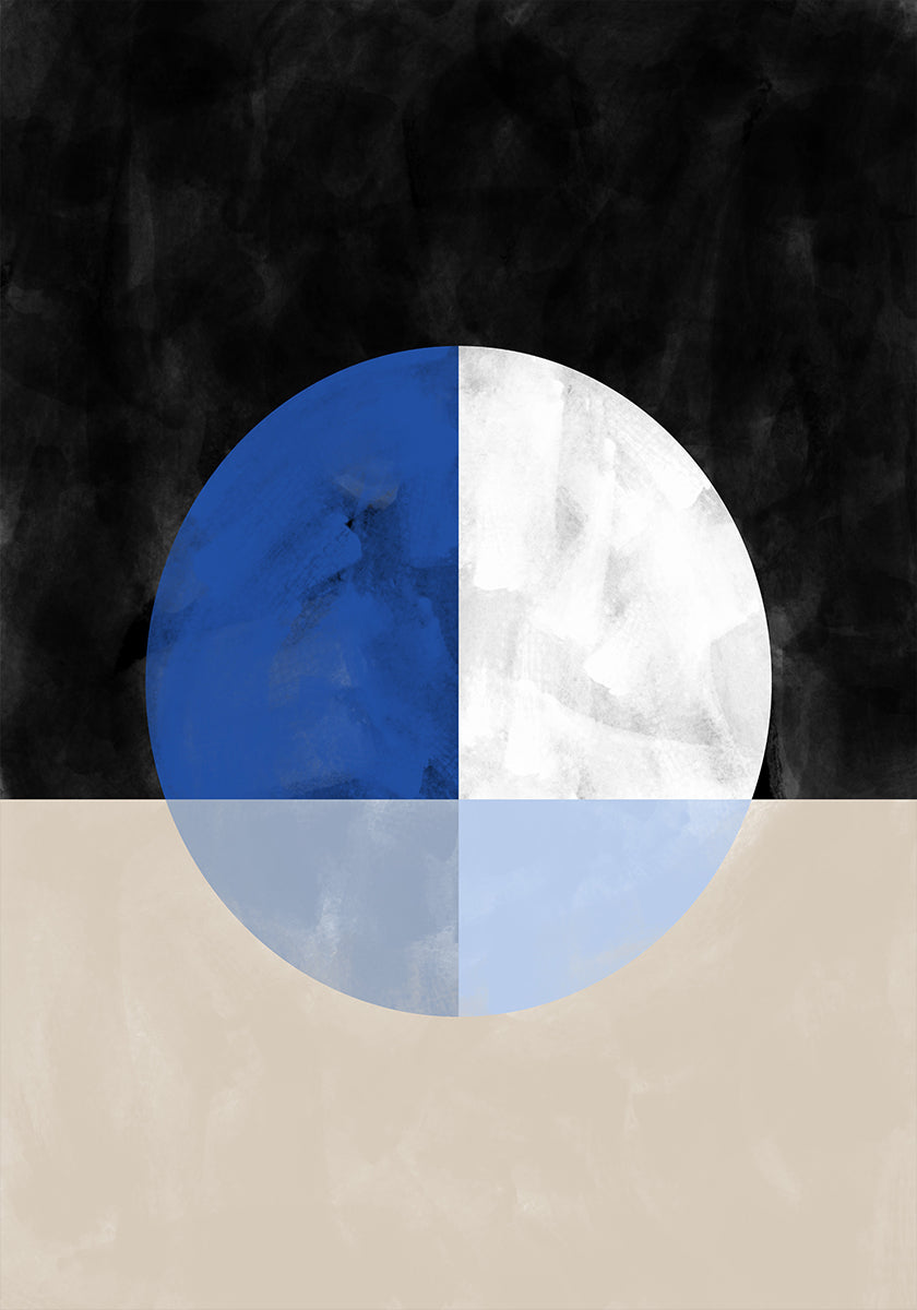 Isected Circle mit blauen und weißen Quadranten Poster