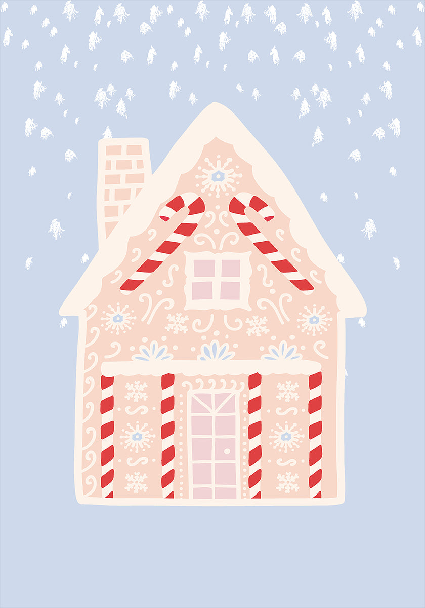 Blaues Lebkuchenhaus-Poster