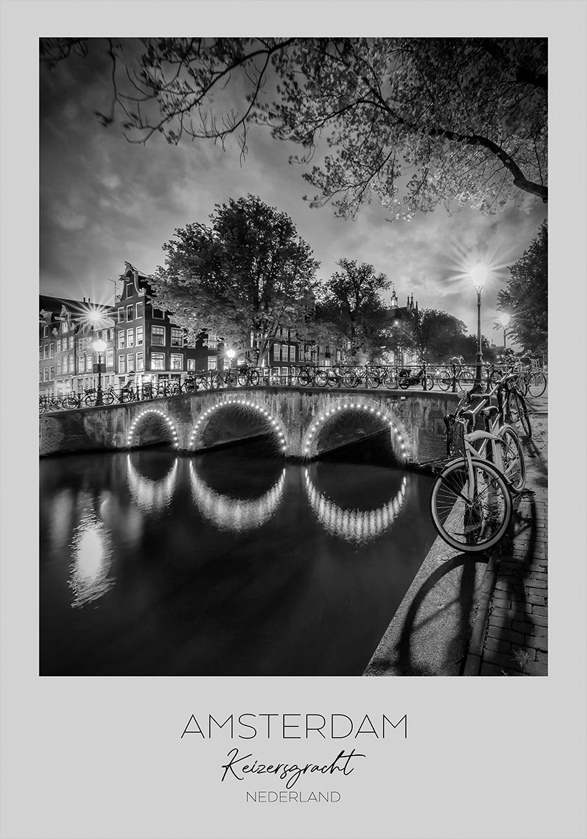 Im Fokus: AMSTERDAM Idyllische Nachtlandschaft vom Keizersgracht-Poster