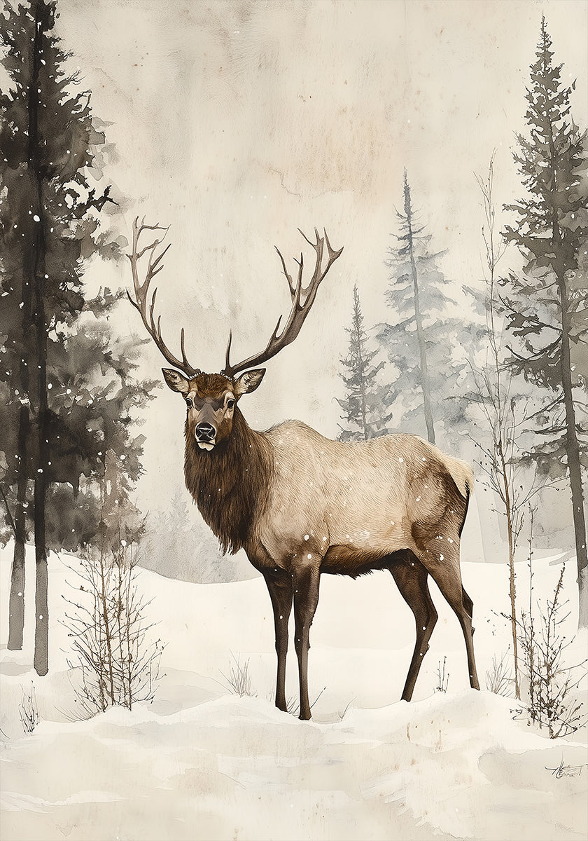 Elk Winter Nostalgia Plakat