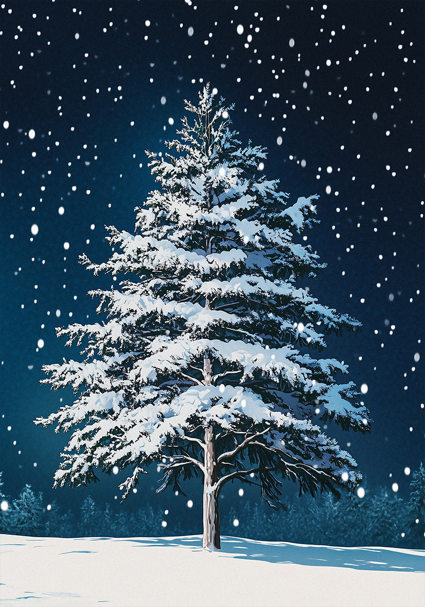 Winter Snowy Pine Tree Plakat