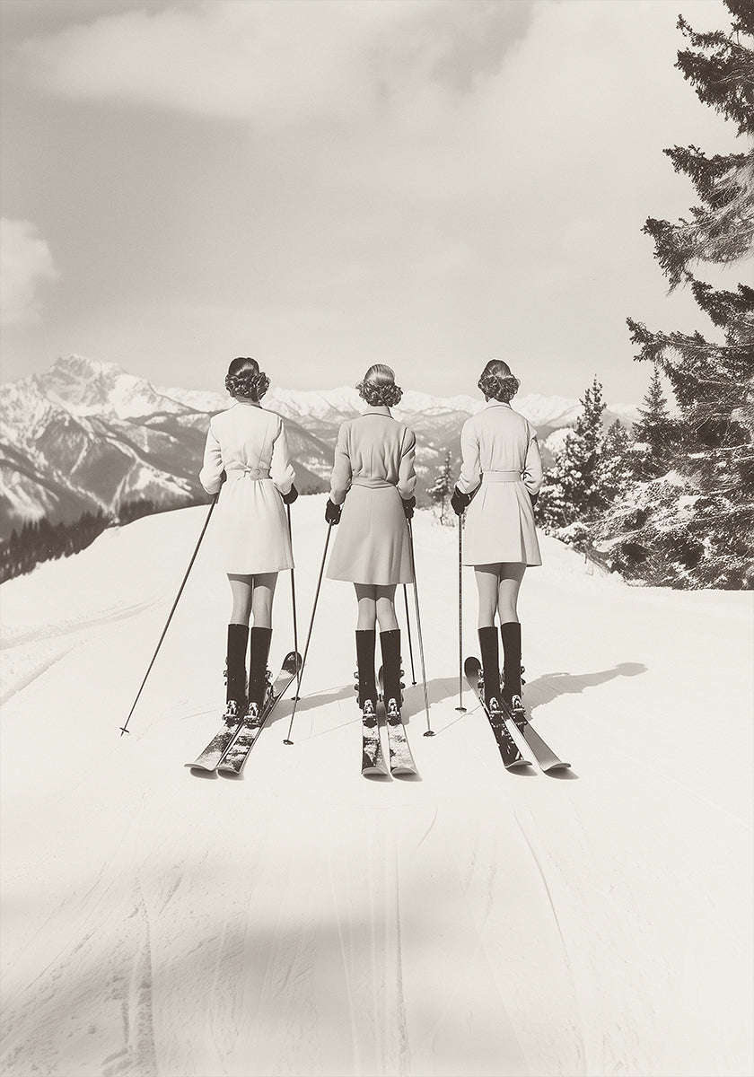 Vintages Glamour-Skifahrer-Poster