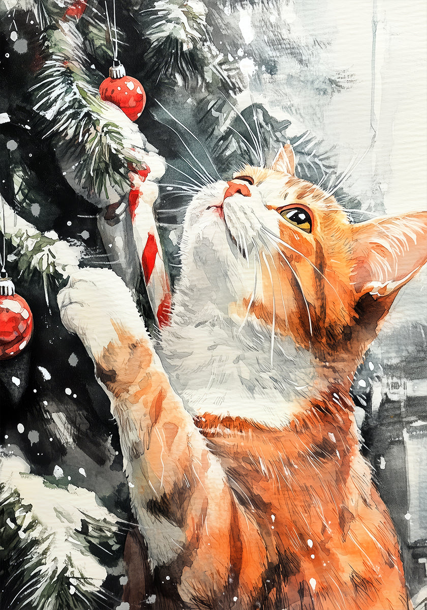 Katzen lieben das Weihnachtsbaum-Poster
