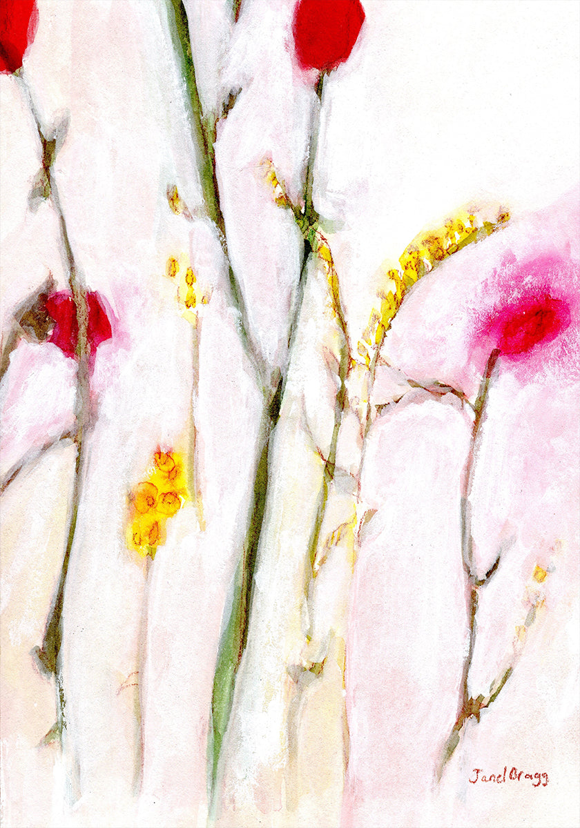 Poster mit Blumenmuster in Orange und Flieder