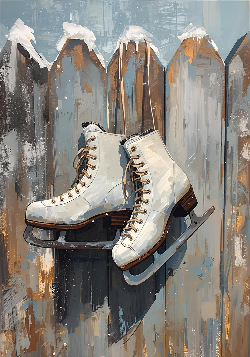 Schlittschuhe am Zaun Poster