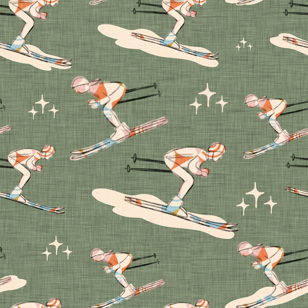 Winter Sports   Retro Vintage Ski Blue.png Plakat - Posterbox