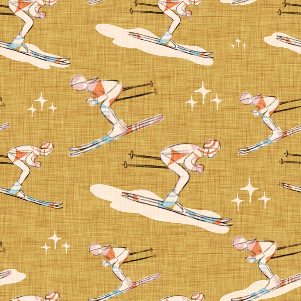 Winter Sports   Retro Vintage Ski Blue.png Plakat - Posterbox