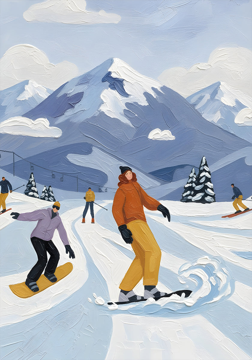 Skiing with friends Plakat - Posterbox