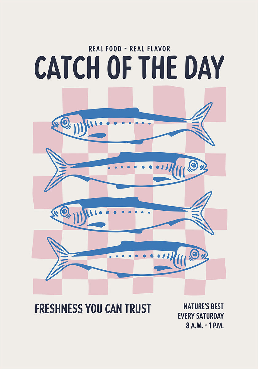 Farmers Market Sardines Blue Plakat - Posterbox