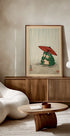 Japanese Frog with Umbrella Poster, Woodblock Art Print - Posterbox