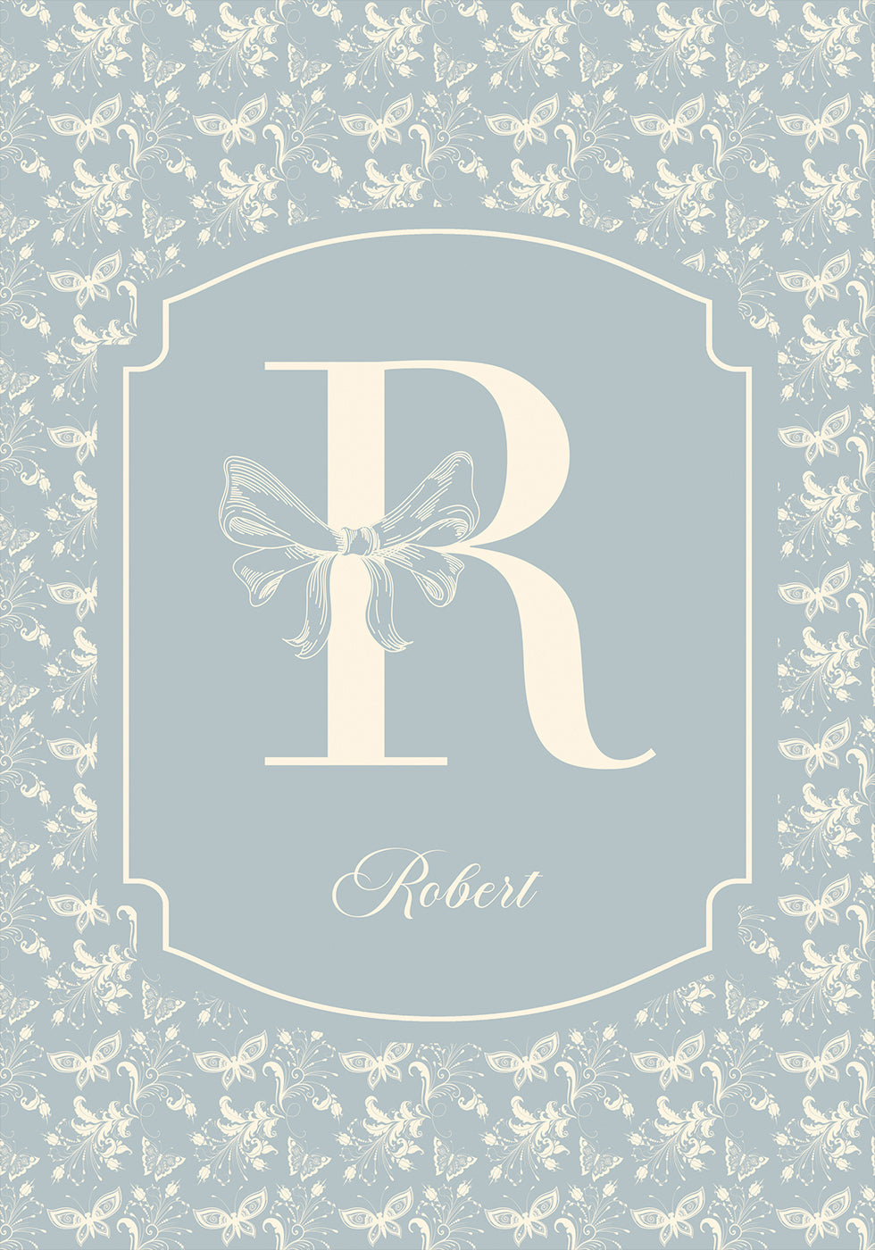Elegant Baby Name Personal Blue Poster - Posterbox