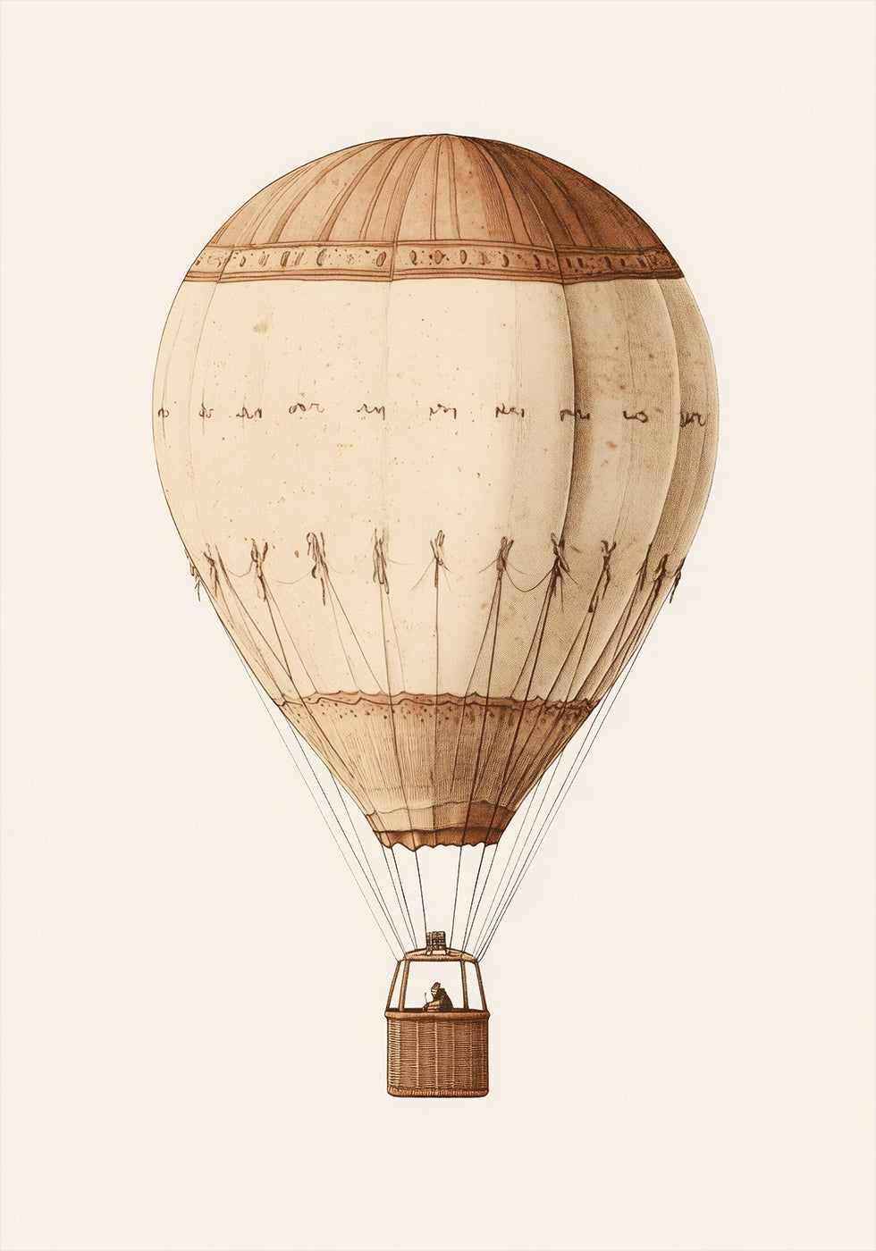 Vintager Luftballon, Sepia-Reise-Abenteuer Poster 