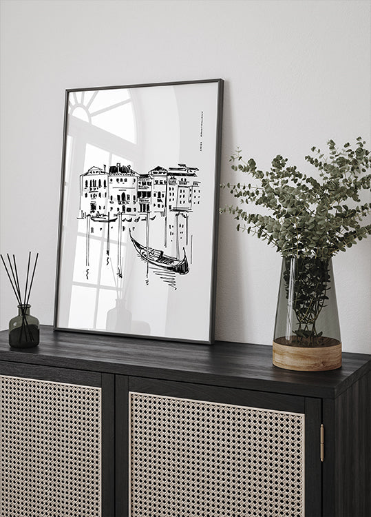 Venice Grand Canal With Gondola, Italy Travel Art Print (NEW) - Posterbox