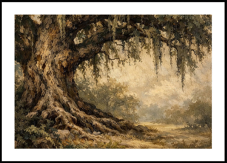 Live Oak Tree Print Cottagecore Wall Art for Entryway Decor Vintage Art Print Spanish Moss Print Charleston Print Savannah Southern Decor - Posterbox