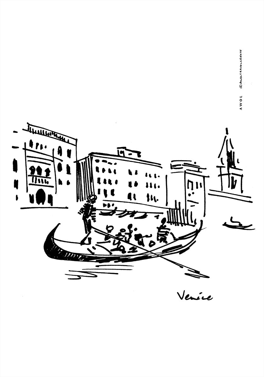 Venice, Italy Art Print With Gondolier On The Grand Canal (NEW) - Posterbox