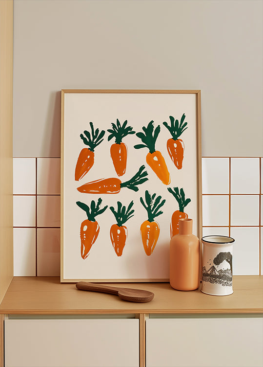 Colorful Carrot Illustration Plakat - Posterbox