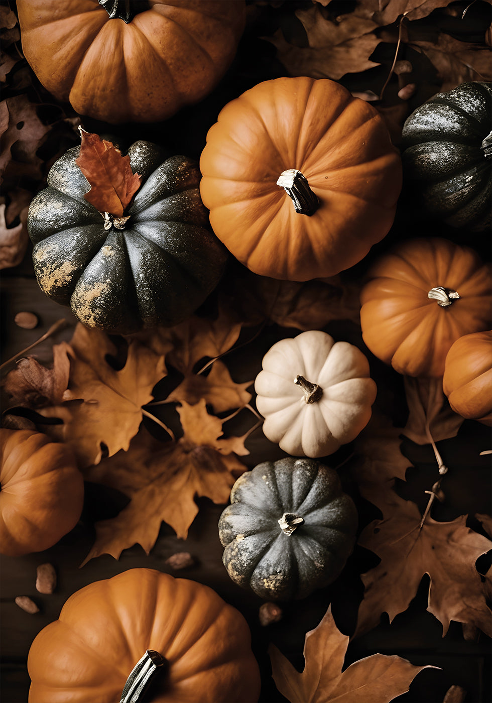 Poster Herbstkürbisse und Blätter 