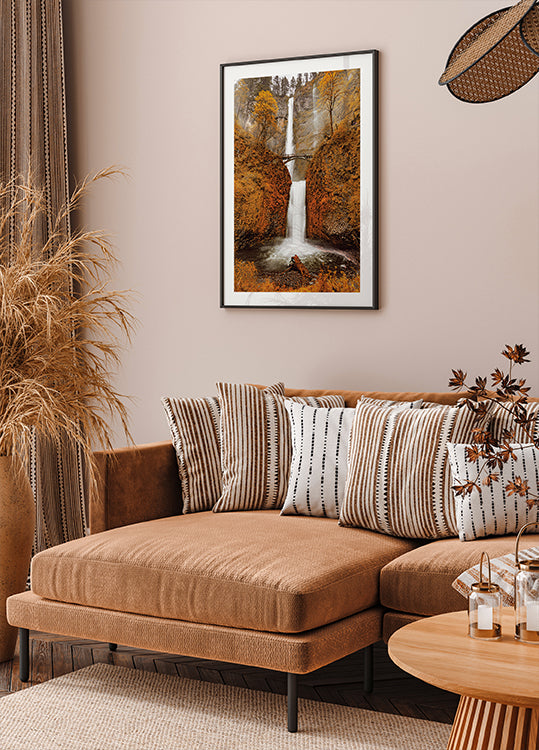 Poster Herbst-Wasserfall im Wald 