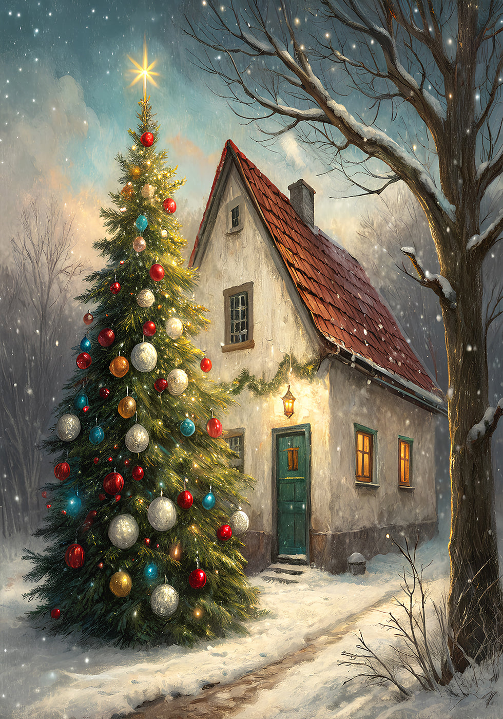 Gemütliches Weihnachts-Cottage-Poster