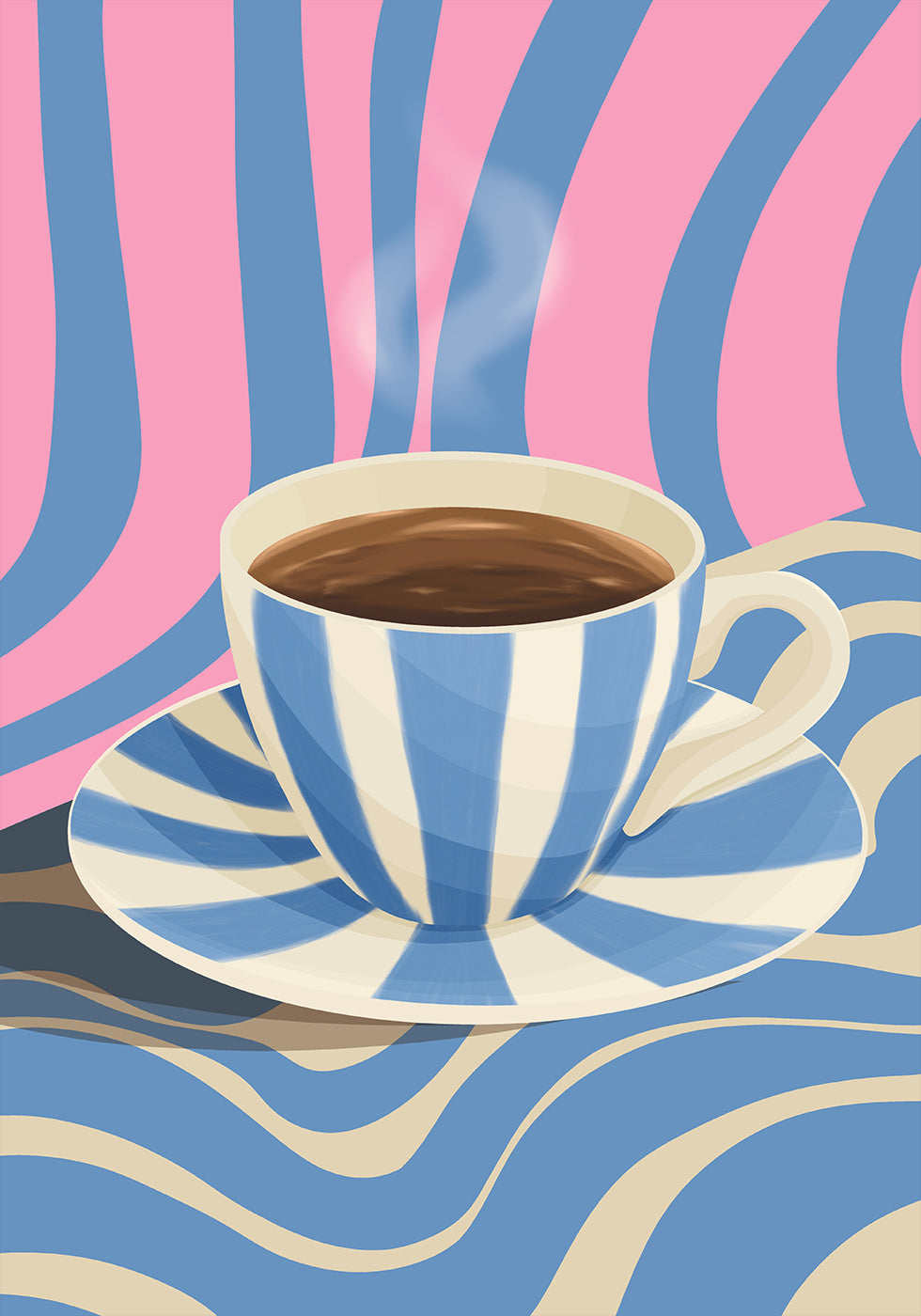 Gestreiftes Kaffeetassen-Poster