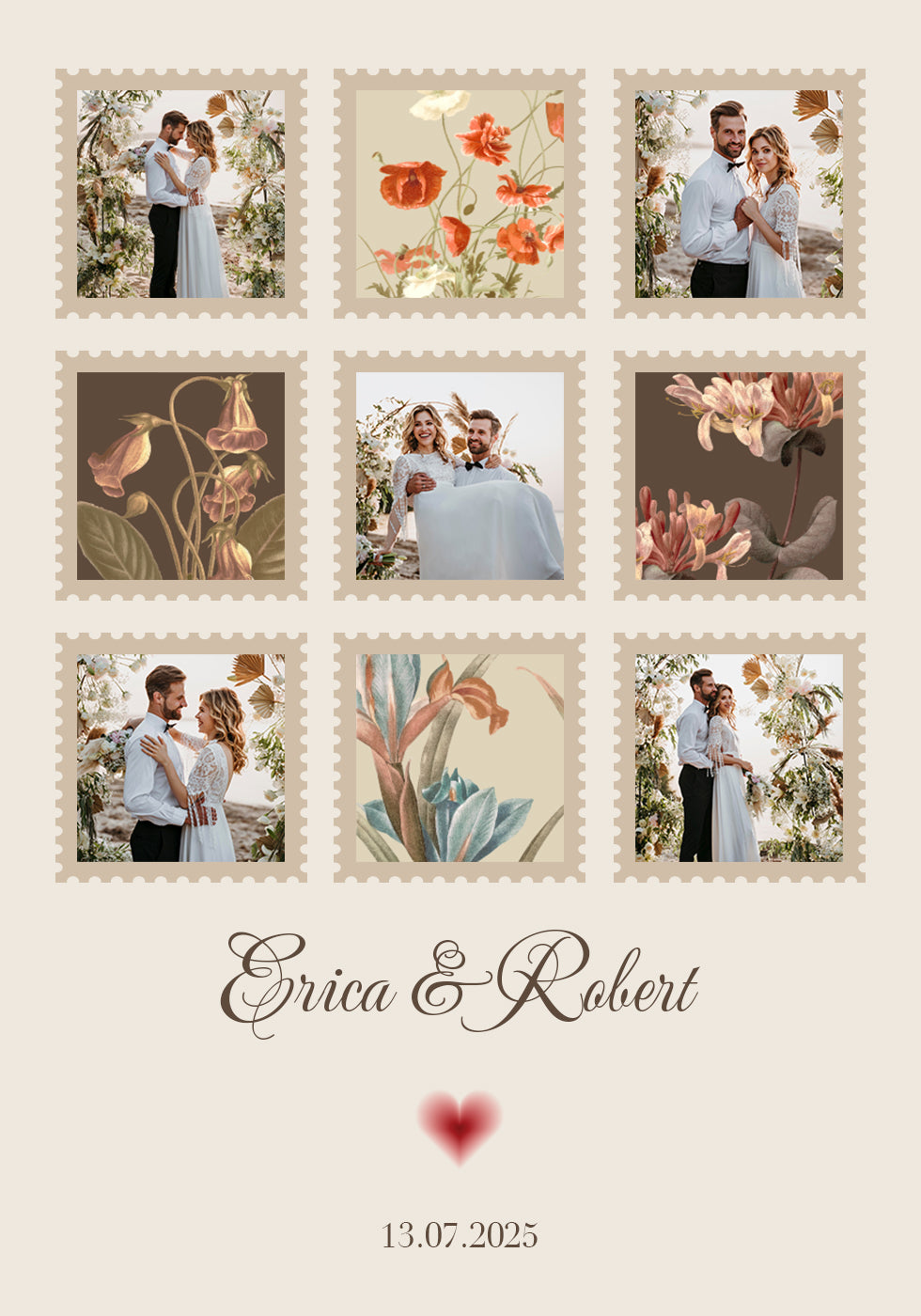 Elegantes Hochzeitsfoto-Collage-personalisiertes Poster