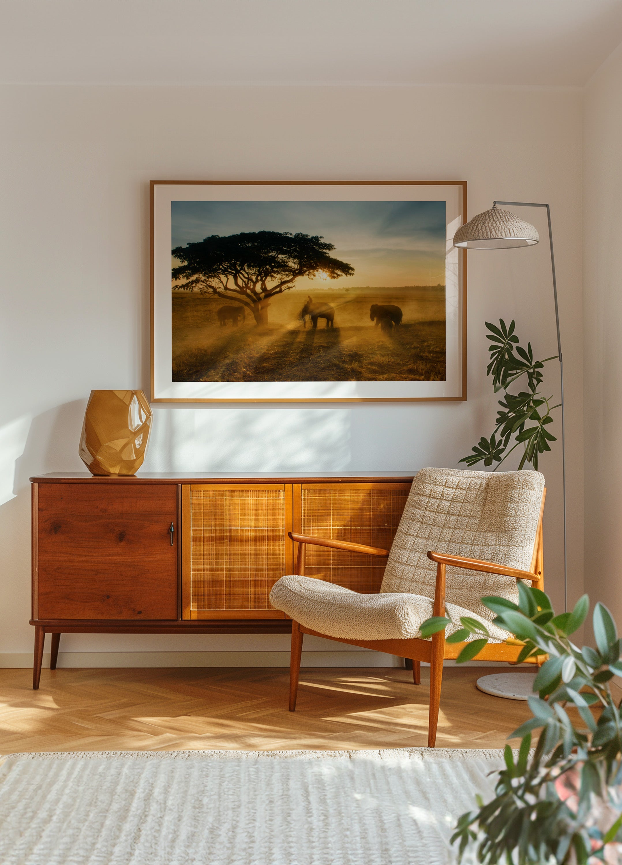 Goldener Sonnenuntergang des Elefanten
