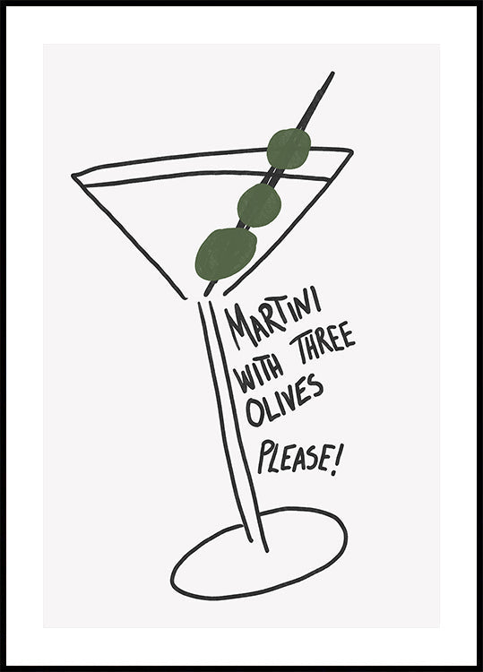 Olive Trio Martini Poster