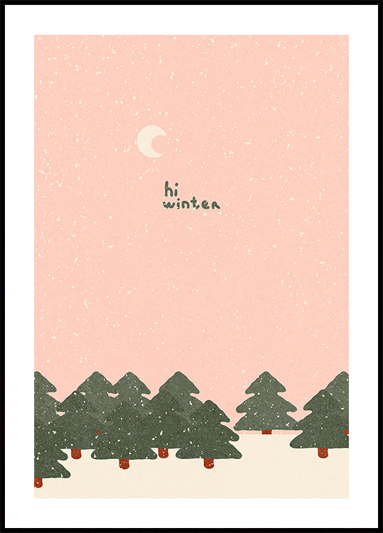 Magischer Schneefall im Wald Poster