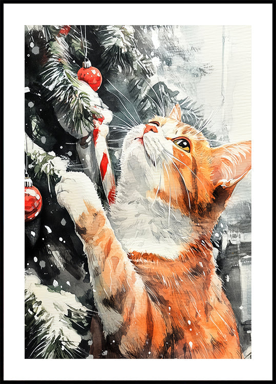Katzen lieben das Weihnachtsbaum-Poster