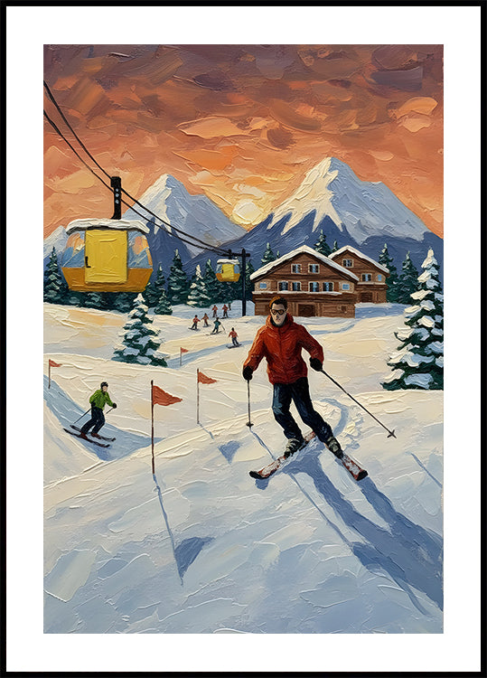 Skifahren bei Sonnenuntergang (NEU)
