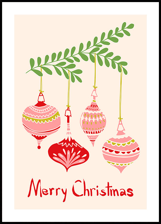 Fröhliches kleines Weihnachtskugel-Poster