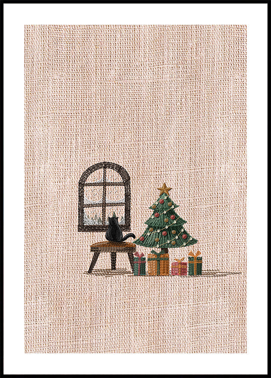 Poster Katze im gemütlichen Zimmer