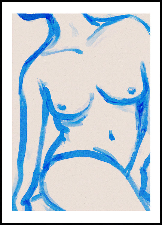 Blaues Kontur-Aktplakat