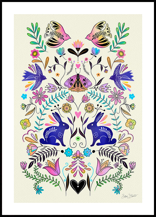 Buntes Volkskunst-Illustrationsplakat