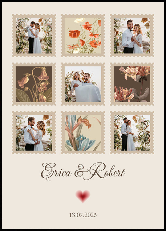 Elegantes Hochzeitsfoto-Collage-personalisiertes Poster